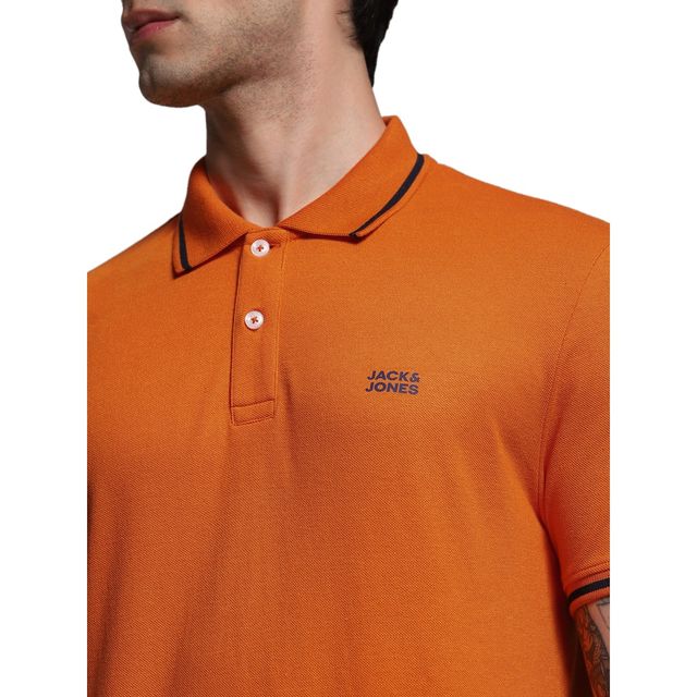 JACK & JONES Men's Regular Fit Polo T-shirt | Orange - S