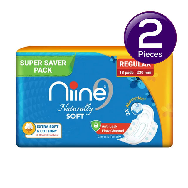Niine Naturally Soft Regular Sanitary Pads 18 pc X 2 Combo