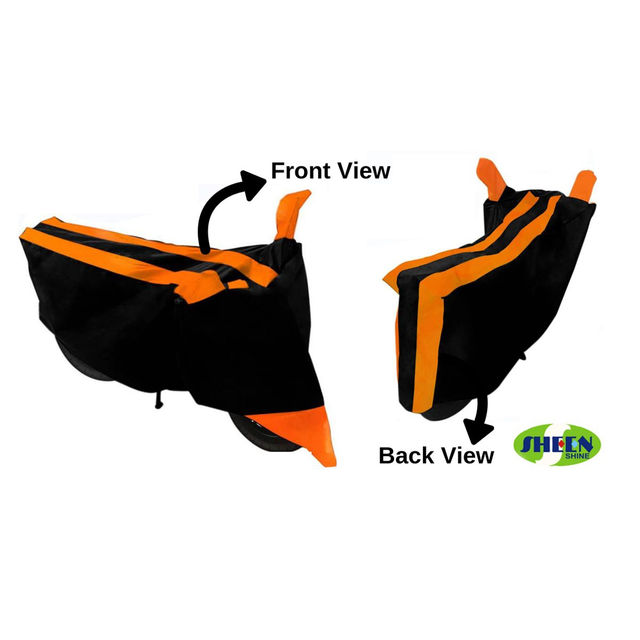 Sheen SBCORANGE14 Waterproof Two Wheeler Cover for Bajaj (Pulsar 150, Black, Orange)