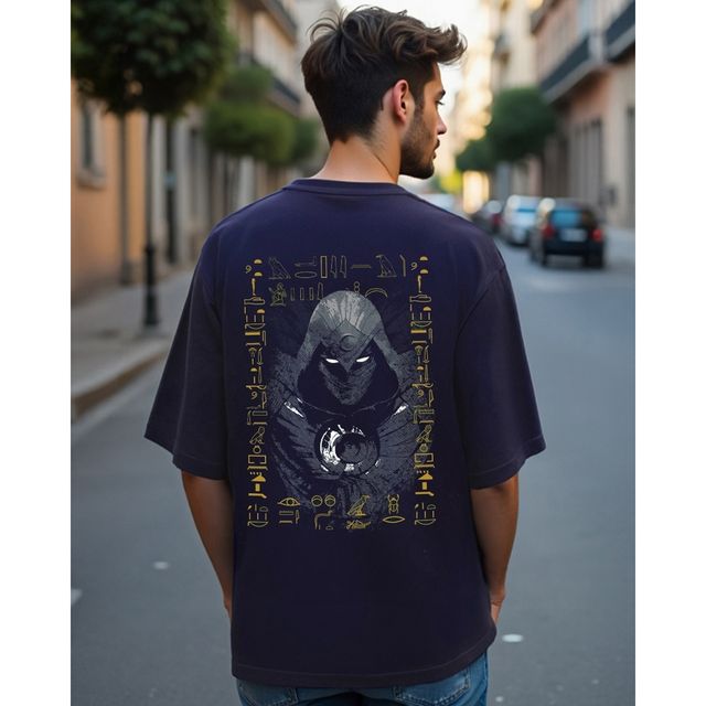 Bewakoof Marvel Merchandise Men's Moon Knight Graphic Printed Oversized T-shirt | Blue - M