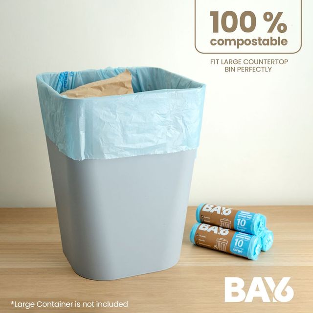 BAY6 Compostable Garbage Bags Roll - Large - 24 x 32 Inch - Blue