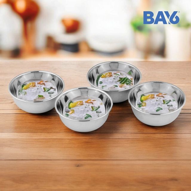 BAY6 Steel Veg /Curry Bowl 6 Inch - (4pc)
