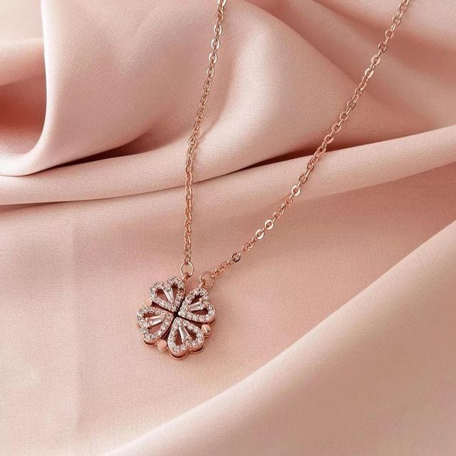 Designs & You Rose Gold Clover Design Magnetic Hearts 2 In 1