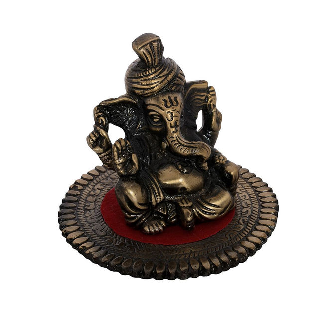 eCraftIndia Metal Phagdi Lord Ganesha on Round Base