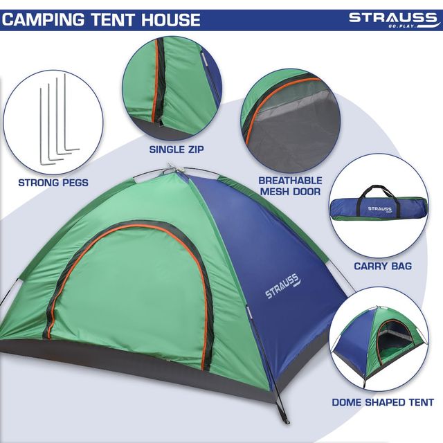 Strauss Portable Waterproof Camping Tent, 2 Persons (Multi Color)
