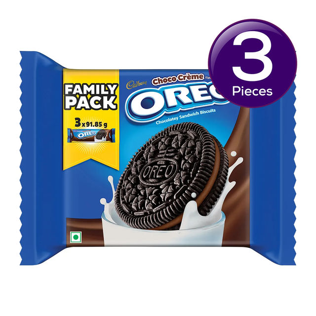 Cadbury Oreo Chocolate Flavour Crème Sandwich Biscuit Family Pack 275.55 g Combo