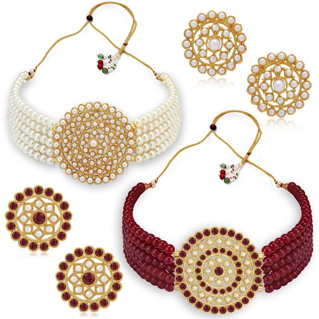 Sukkhi Amazing Gold Plated Combo Choker Necklace Set For Women