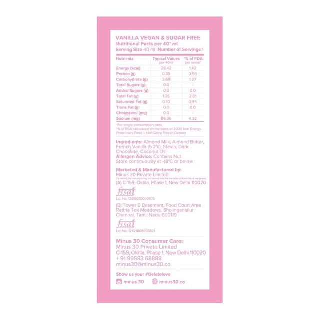 MINUS THIRTY Vanilla Mini Stick Vegan & Sugar Free