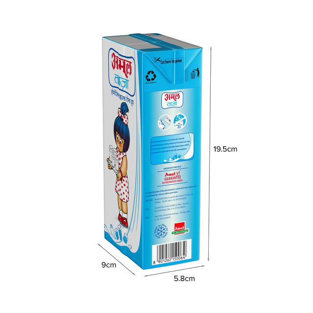 Amul Taaza Homogenised Toned Milk (Tetra Pack) 1 l Combo