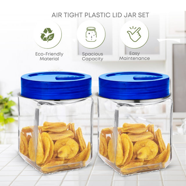 Yera Everyday Storage Jars Square 835 ml (Each) Set Of 2 pcs