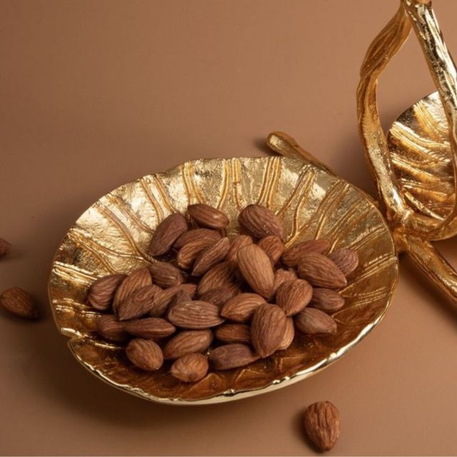 Gibox Lotus Petal Gold Plated Metal Dry Fruit Serving Tray