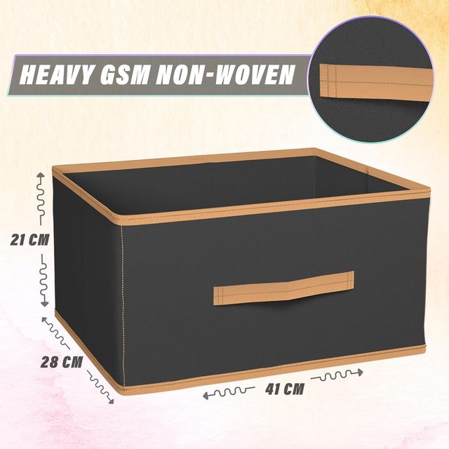 Kuber Industries Foldable Storage Boxes (Pack of 6) | Multipurpose Organizer for Clothes|Black