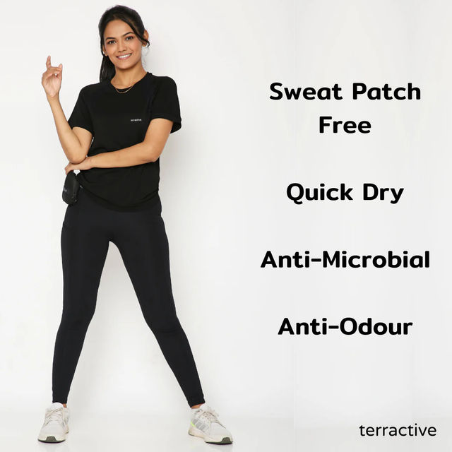 Terractive Women's Seamless Performance Tee | Black/Blue - L