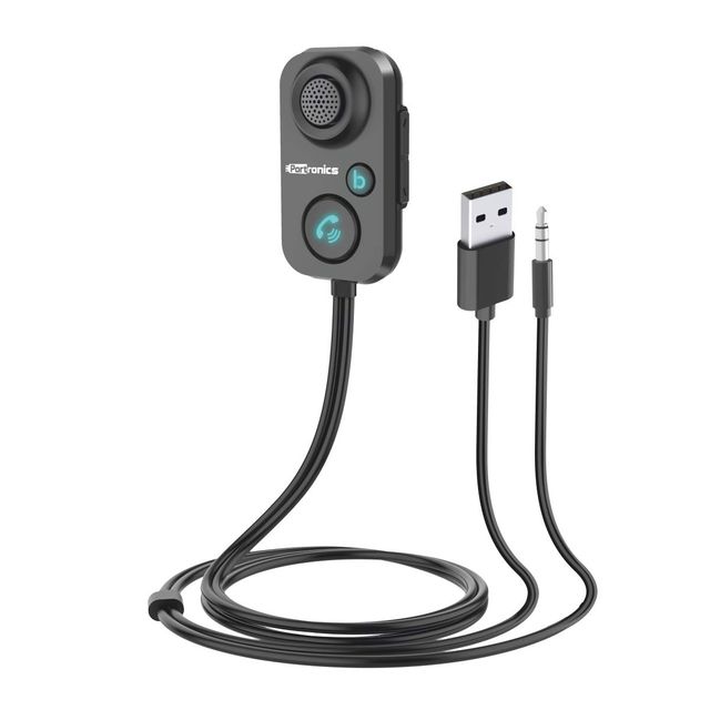 Portronics AUTO 12 in-Car Bluetooth Receiver for Handsfree Calling, Music System(Black)