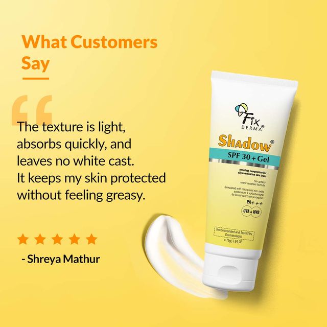 Fixderma Shadow SPF 30+ Gel Sunscreen Non-Greasy for Daily Sun Protection