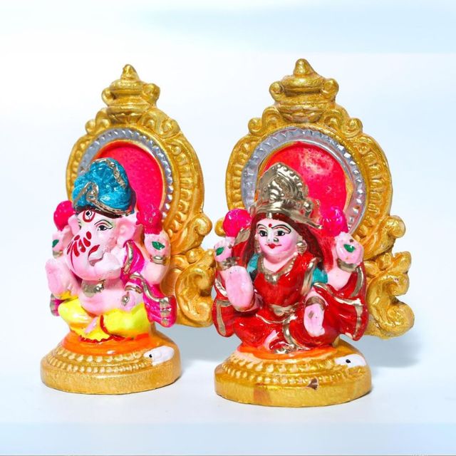 Handcrafted Mitti Laxmi Ganesh Idol – 5.5 Inches