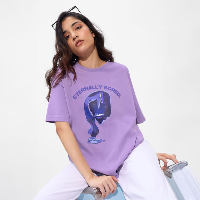 Buy The Souled Store Women's Inside Out Boredom Oversized T-shirt