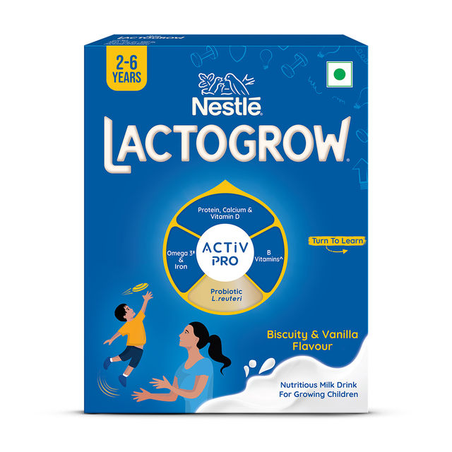 Nestle Lactogrow Nutrition Biscuity Vanilla Drink Mix | For 2 - 6 years Kids