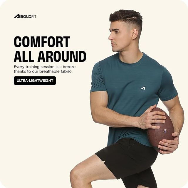 Boldfit Men's Gym T-shirt Quick Dry Fit Regular Sports Casual Active Wear | Green - M