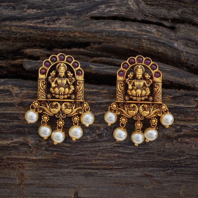 Kushal s Fashion Jewellery Ruby Gold-Plated Synthetic Stones & Beads Antique Earring | 413071