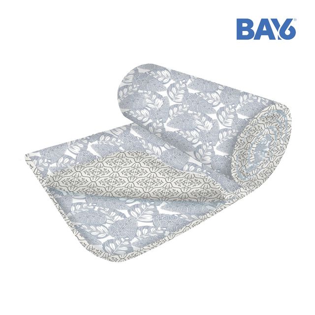 BAY6 Microfibre Leaf Print Single Bed Dohar - Grey & White | 150 x 220 cm