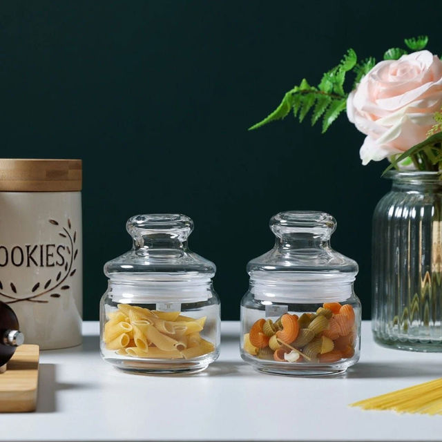 Ocean Pop Glass Jar Set With Glass Lid (325Ml, 2Pcs)