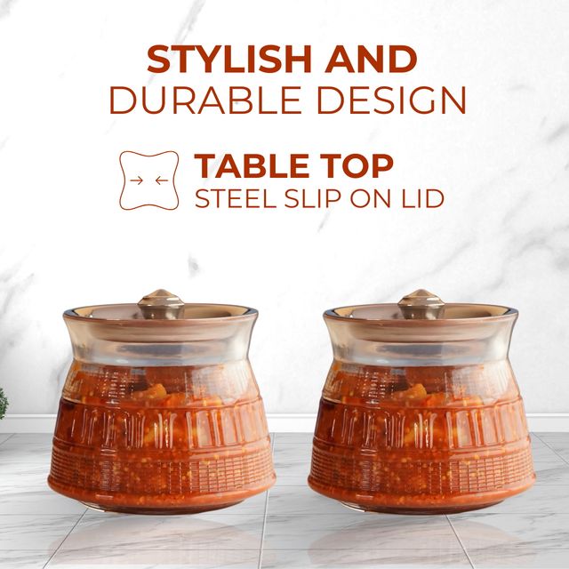 Yera 2 pcs Jars Set With Steel Lids Handi Style