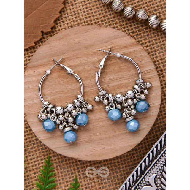 Everstylish The Blue Orchid- Glass Drops Oxidised Earrings