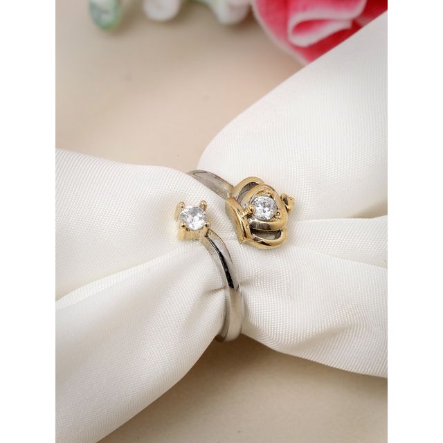 Scintillare By Sukkhi Rhodium Plated With American Diamond Stones Studded Queen Crown Finger Ring