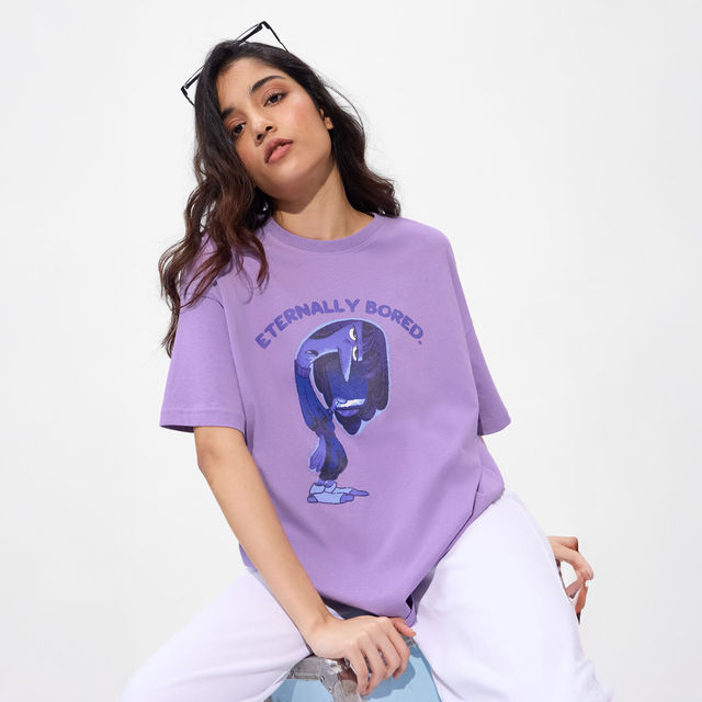 Buy The Souled Store Women's Inside Out Boredom Oversized T-shirt