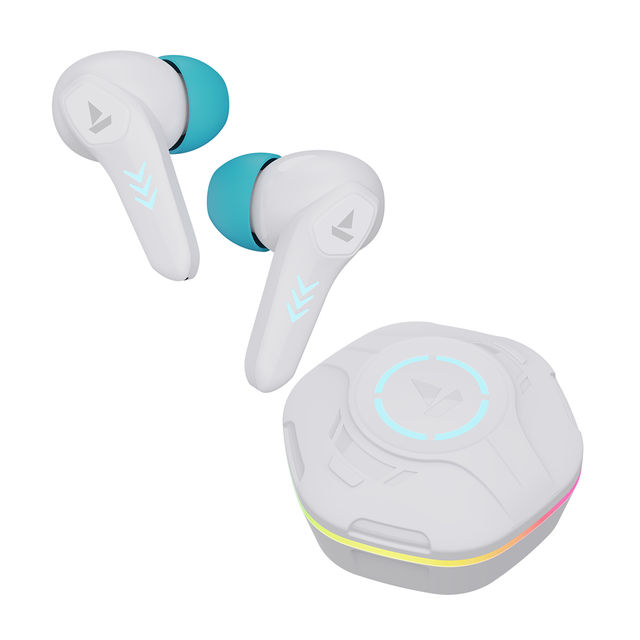 boAt Immortal 170 TWS Earbuds for Gaming w/ 40H Playtime, BEAST Mode & RGB LEDs (White Sabre)