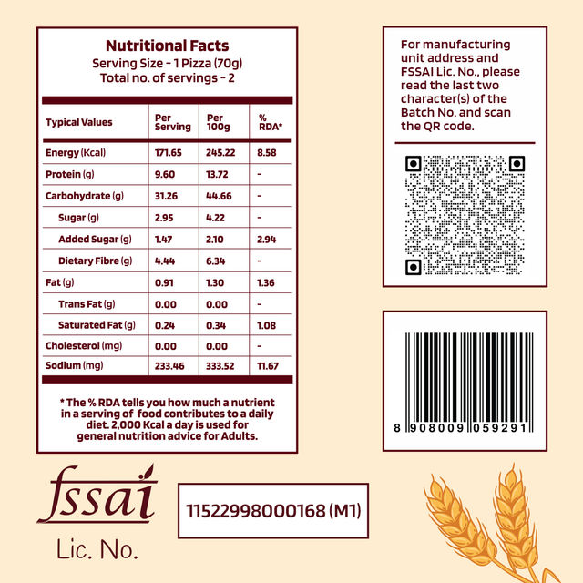 The Health Factory Zero Maida Pizza Base | Clean Label - Not Brown