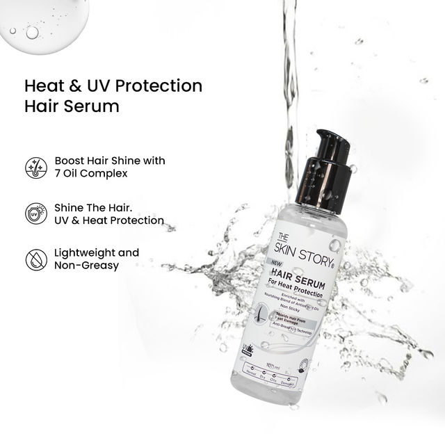 The Skin Story Heat Protection Hair Serum With UV Protection Adds Shine Anti-Frizz & Anti-Breakage