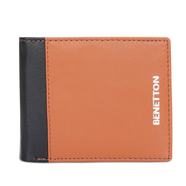 United Colors Of Benetton Men's Solid Leather Wallets | Tan - One Size