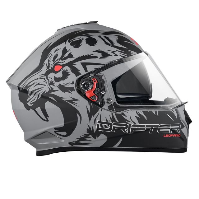 Studds Drifter D2 Leopard ISI-DOT Certified Full Face Helmet|Dual Visor & Spoiler|Matt Grey N9 - M