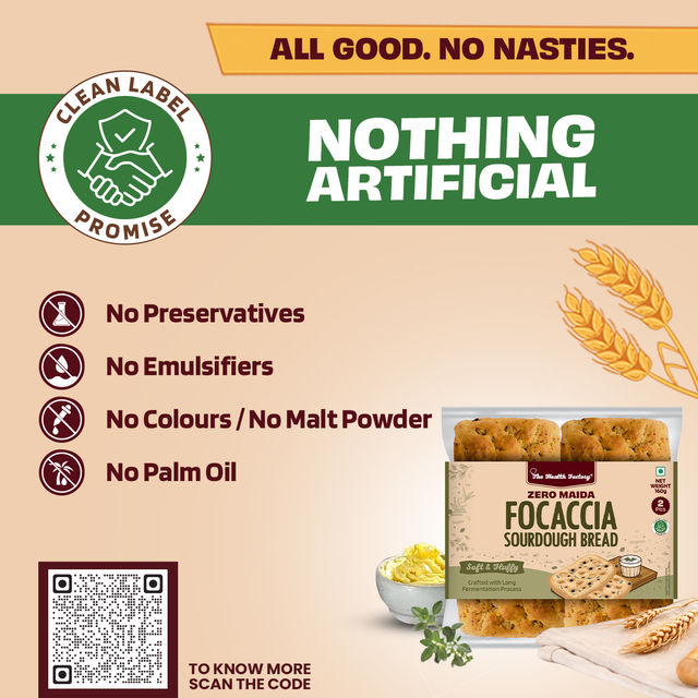The Health Factory Zero Maida Focaccia Sourdough | Clean Label