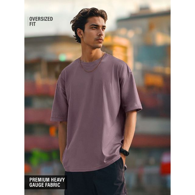 The Souled Store Women's Solids Pale Purple Oversized T-shirt | Purple - L