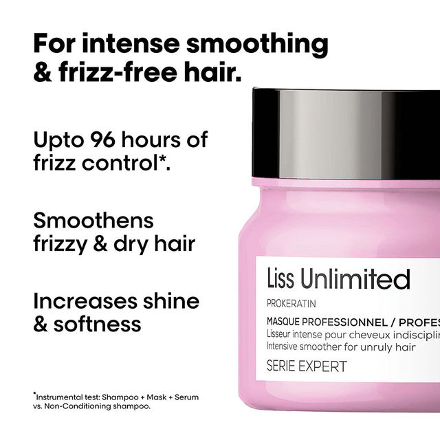 L'Oréal Professionnel Liss Unlimited Shampoo(300ml), L'Oréal Professionnel Liss Unlimited Mask(250ml) & L'Oréal Professionnel Liss Unlimited Serum(125ml) () Combo