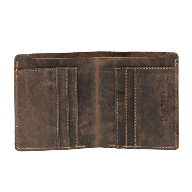 Teakwood Men's Solid Genuine Leather Bi-Fold Wallet | Brown - One Size