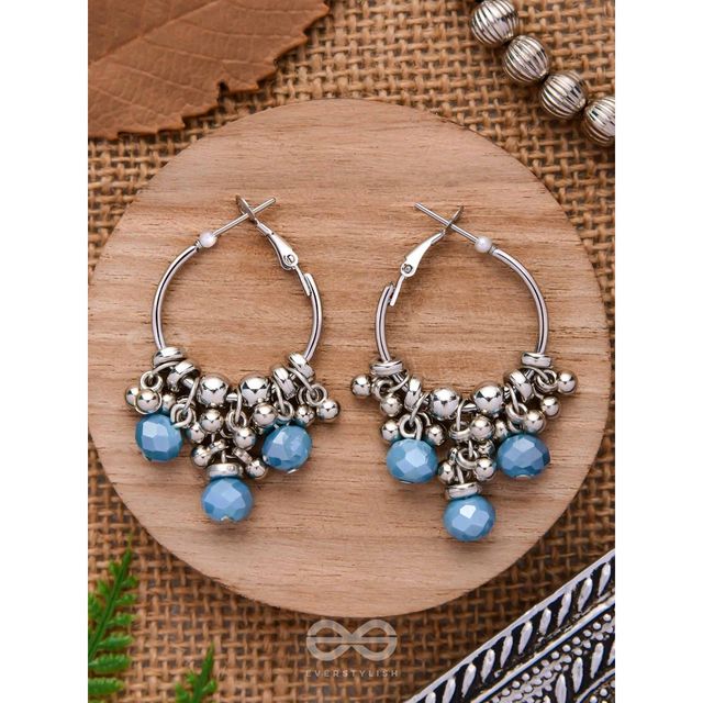 Everstylish The Blue Orchid- Glass Drops Oxidised Earrings