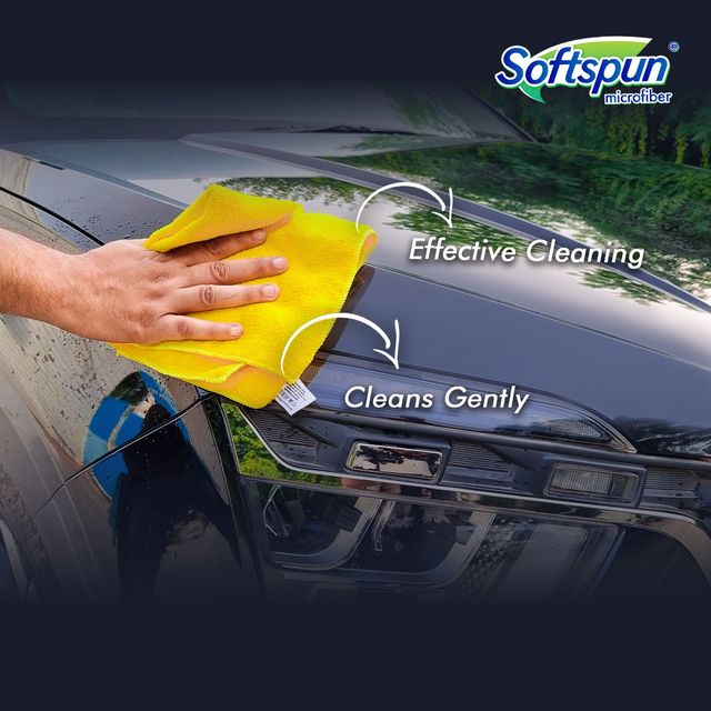 Softspun Microfiber Cleaning Cloths (220 GSM, 30x30cm, 6pc, Multicolor/Assorted)