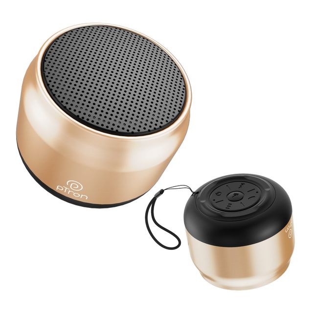 pTron Funk Mini 6W Bluetooth Speaker With 8hrs Playtime| Pristine Sound - Gold