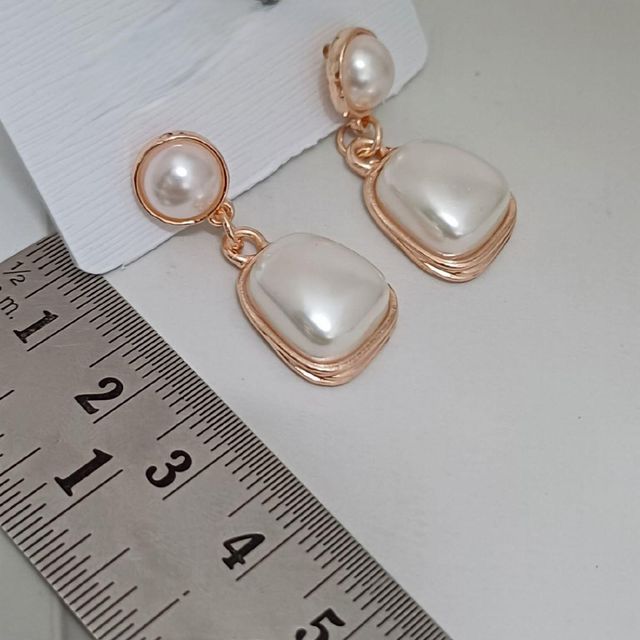Pearl Drop Rectangle Rosegold