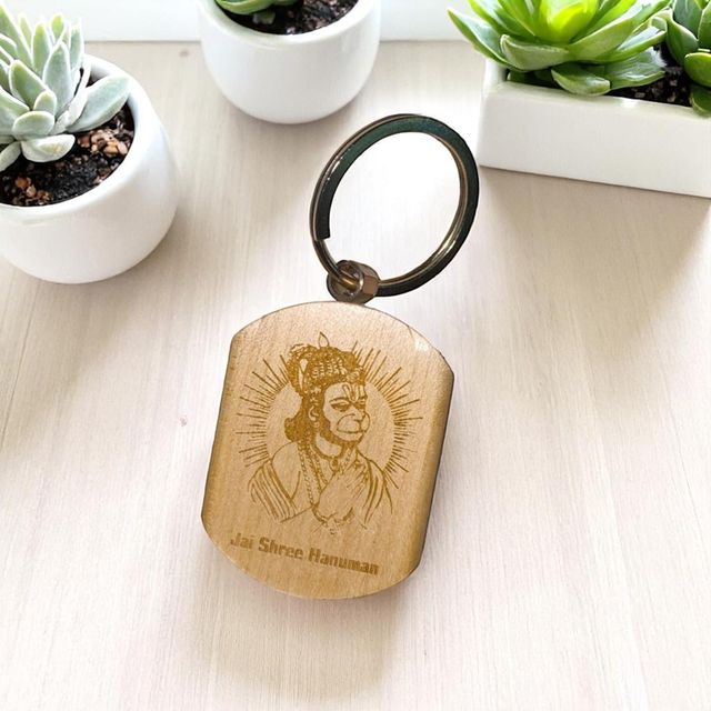 Samsidhi Pooja Jai Shree Hanuman Wooden Keychain