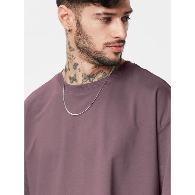 The Souled Store Women's Solids Pale Purple Oversized T-shirt | Purple - L