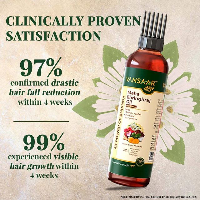 Vansaar 45+ Maha Bhringraj Oil With Neem Comb
