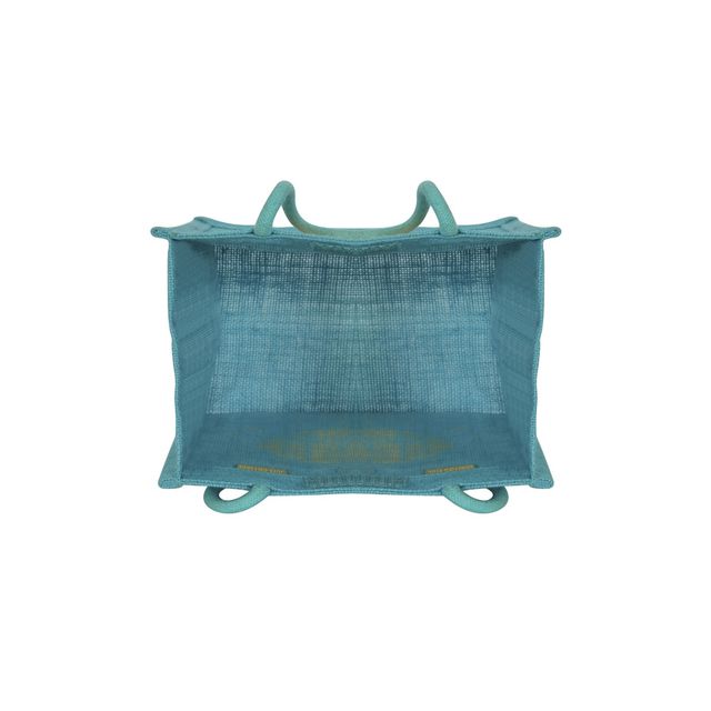 Jute Cottage Carry Bag - Smiley Print Lunch Bag | Eco-friendly | Stylish | Blue | 9 x 8 x 6