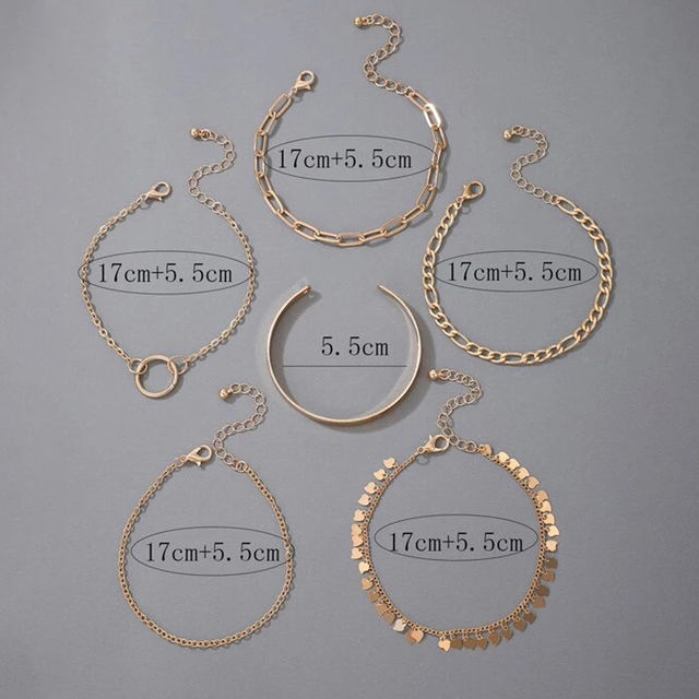 Jewels Galaxy Gold Plated Set Of 6 Contemporary Stackable Bracelet Combo (1 Pack 6 Bracelets)