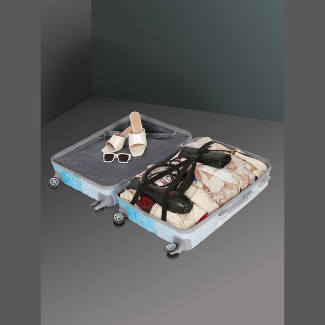 Buy Teakwood Polycarbonate 57 L Retractable Trolley Bag | Blue - M