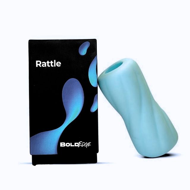 Boldedge Rattle Sleeve Stroker Massager - Blue